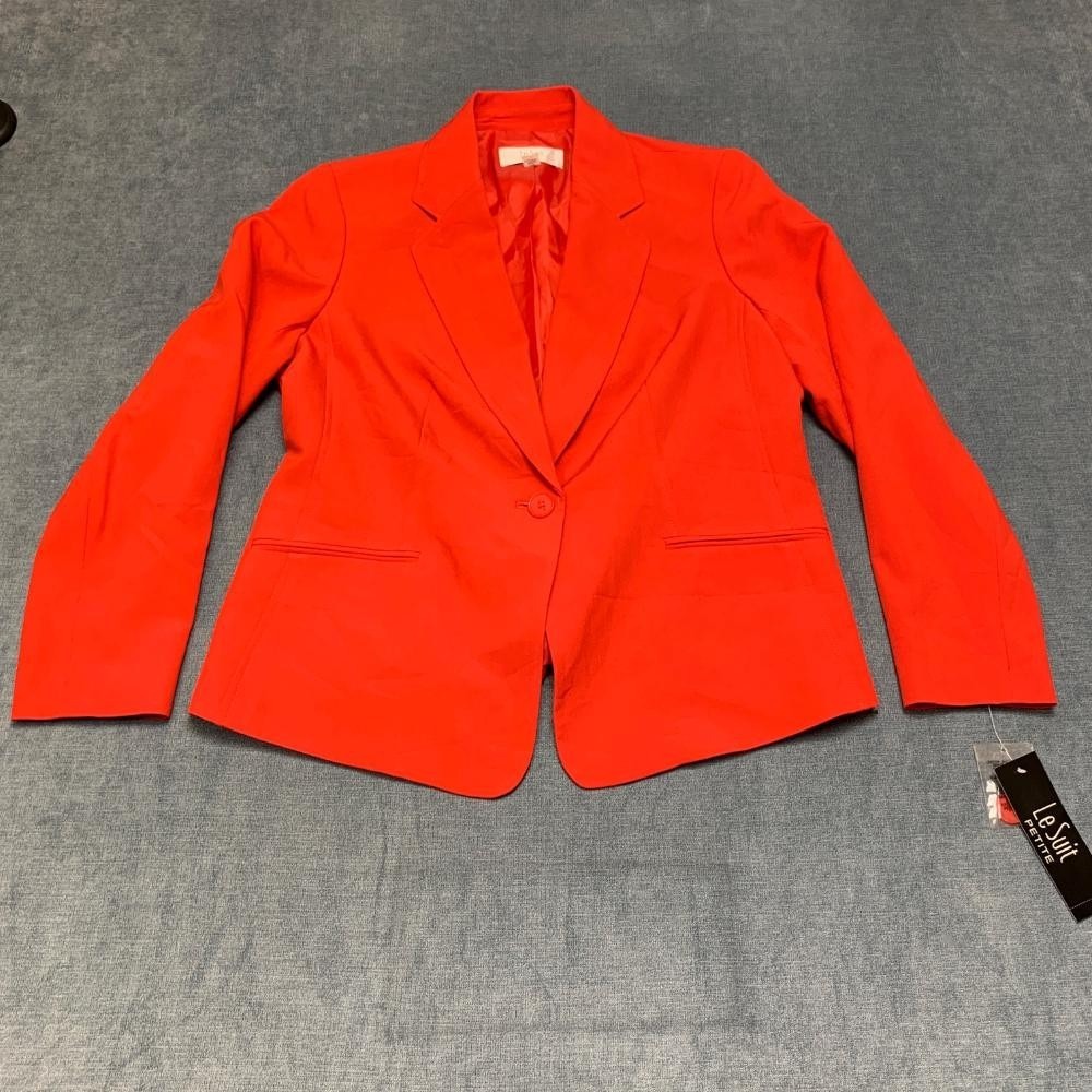 Le Suit Jacket Womens 10 Petite Orange One Button Formal Business Notch Lapel